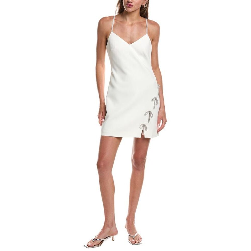 Cinq À Sept Womens  Corded Rhinestone Bow Rella Dress, White